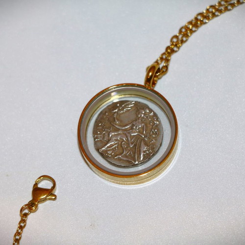 Ancient Coin Alexander the Great Silver Plated Replica Necklace Chain