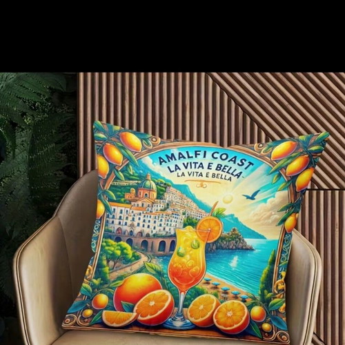 Amalfi Citrus Print Pillowcase new, 45x45 cm