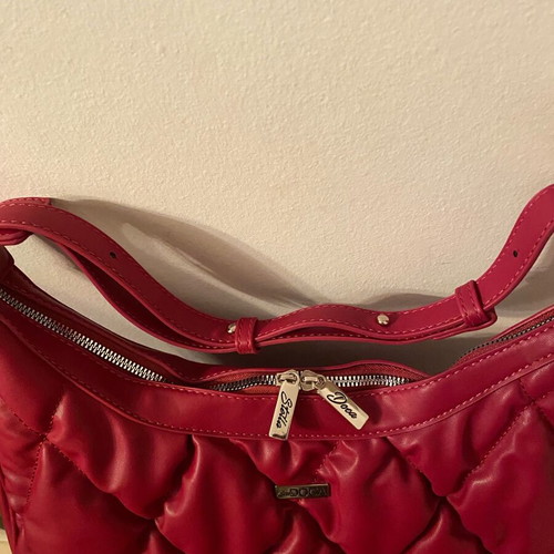 Doca shoulder bag burgundy fuchsia magenta medium size new