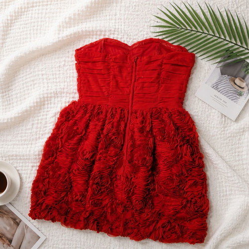 Strapless mini dress Garden Collection by H&M like new, red, size S/XS