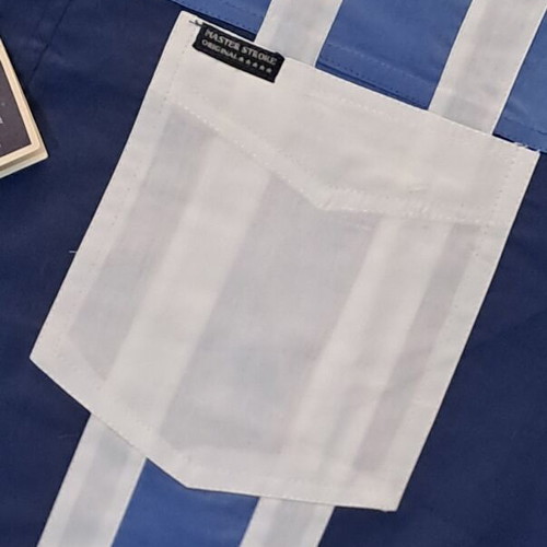 Master Stroke Men's Short Sleeve Shirt New, White and Blue, Size L