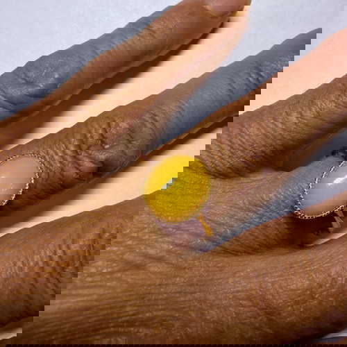 Δαχτυλίδι Vintage 925 Sterling Silver με Κίτρινο Χαλκηδόνιο, Επιχρυσωμένο, Ρυθμιζόμενο, Καινούργιο