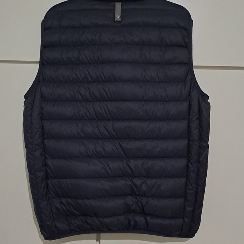 Benetton size Large (54) men's puffer down vest jacket used, blue-grey