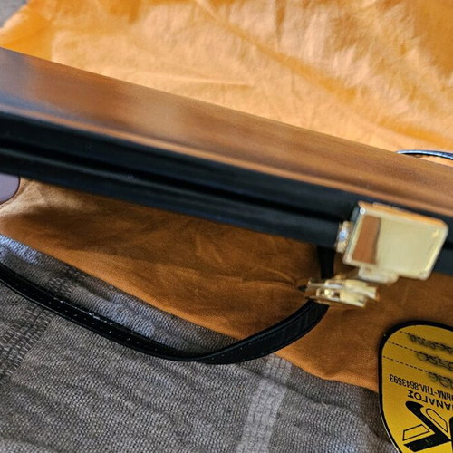 Evening leather envelope shoulder bag like new, black, 1970s