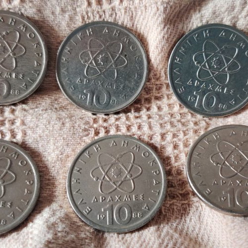 Δραχμές 10 έτους 1988 μεταχειρισμένες, πακέτο 6 τεμαχίων