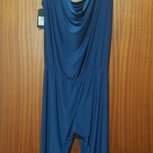 One-piece jumpsuit new, blue, elastic fabric with open back