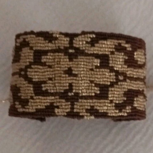 Cuff bracelet like new, handmade micro-macrame, brown and gold tones