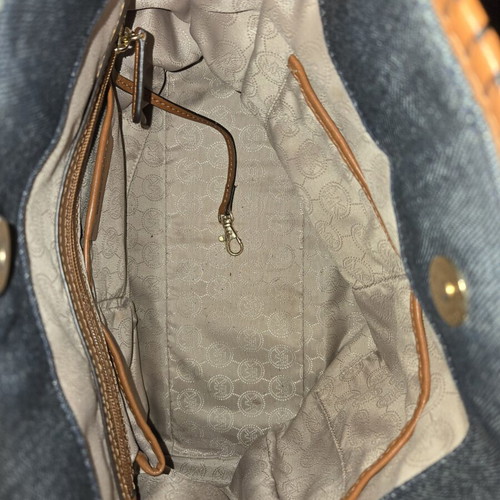 Michael Kors Denim Hamilton handbag used with leather details and gold lock