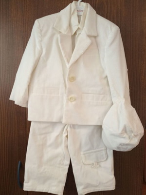White corduroy christening suit
