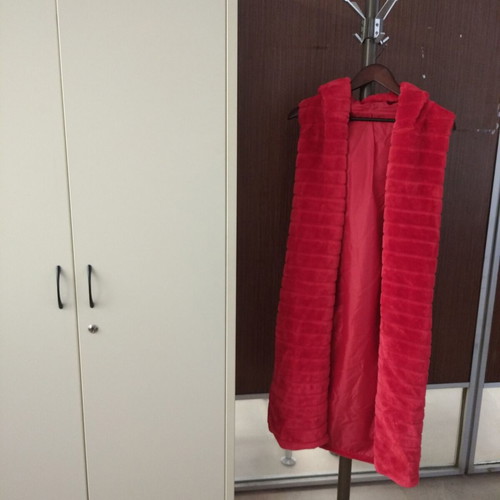 Velvet Long Red Vest like new with Hood