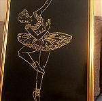  Πίνακας κεντημένος σε βελούδο με χρυσή κλωστή  « Η ΜΠΑΛΑΡΙΝΑ»