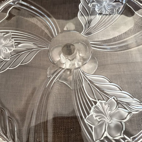 Glass cake stand, heavy solid glass