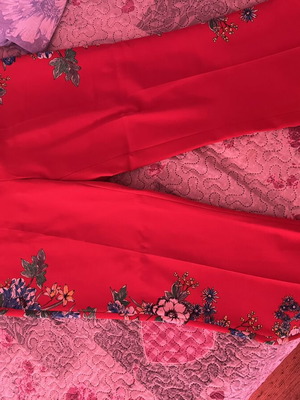 Zara summer pants with floral print used, red