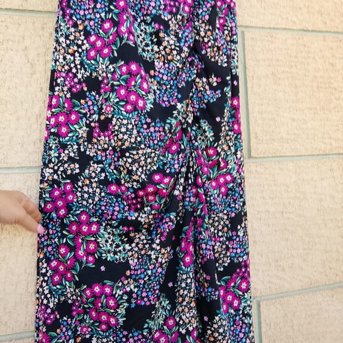 Pink Woman floral set with wrap top & midi/maxi skirt, size L