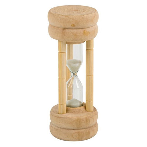 Wooden hourglass with white sand new