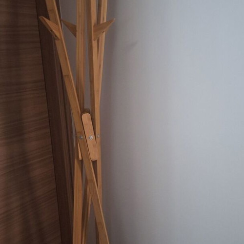 WENKO Mikado Bamboo clothes rack used, foldable with 8 hooks