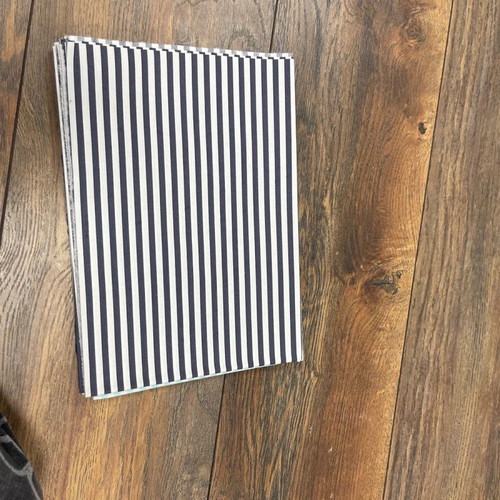 Striped fabric 0.50 x 1.50 like new, white - navy