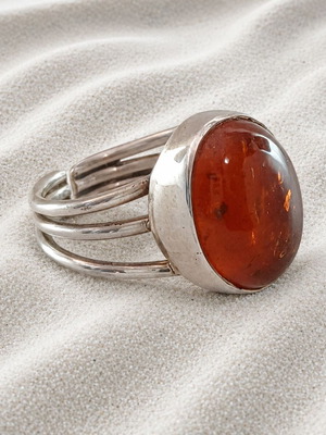 Handmade Gianniotiko ring 925 silver and amber new