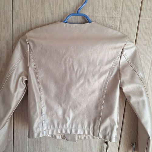 Miss Evita faux leather jacket size 10, gold beige