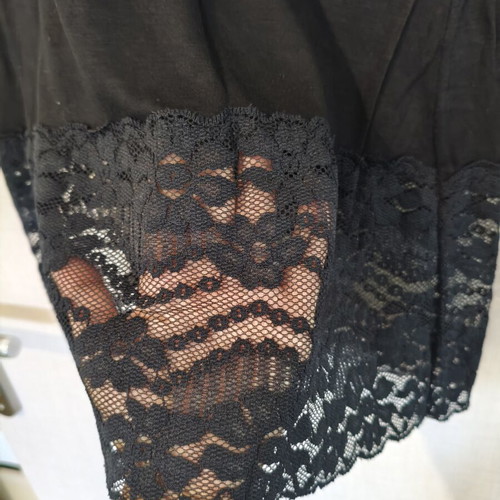 Black sleeveless dress slip style with lace hem one size new