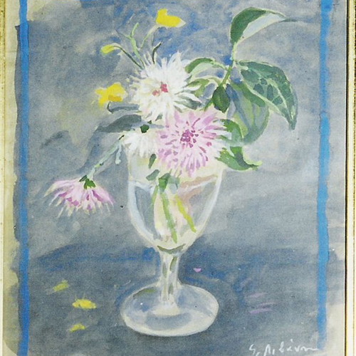 Painting Livani Stathis acrylic on paper signed with certificate