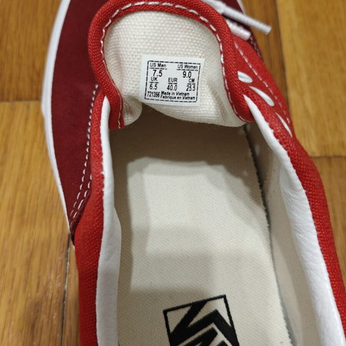 Vans sneakers size 40, red fabric with suede leather