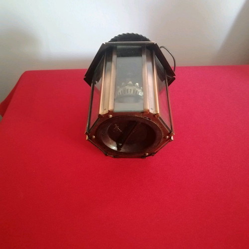 Copper lantern like new, hexagonal with glass panels