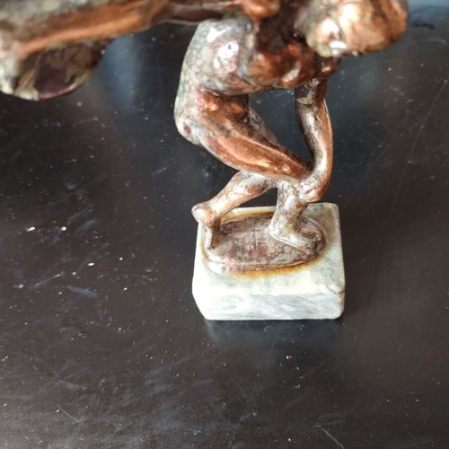 Discobolus statuette like new, small bronze on marble base