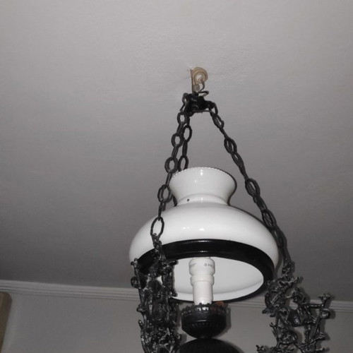 Antique ceiling lamp lamp, with opaline glass