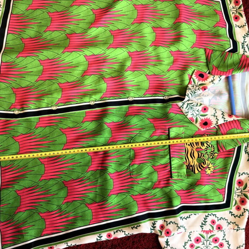 Karavan Clothing "Time is an Illusion" Satin Shirt like new, colorful