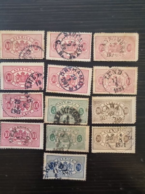 Sweden Official Service Stamps Collection used, 13 classic stamps 1893–1903