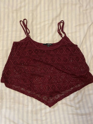 Tally Weijl burgundy lace top with adjustable straps, like new