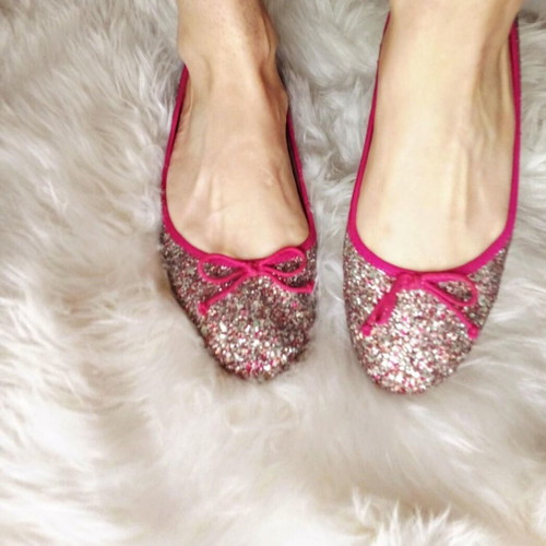 glitter ballerinas in fuchsia