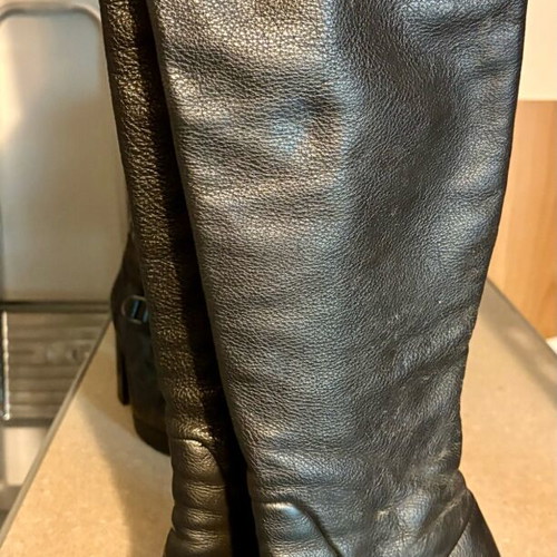 Leather boots with fur used, size 38, black