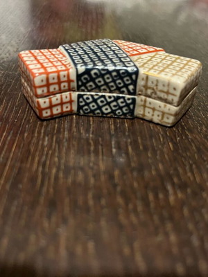Japanese ceramic mini jewelry box antique used