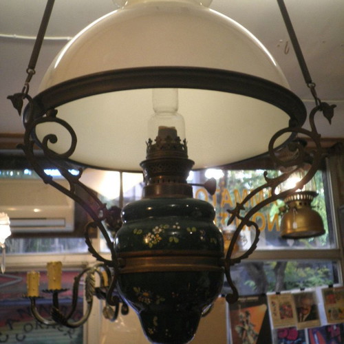 Antique hanging oil lamp used, island style