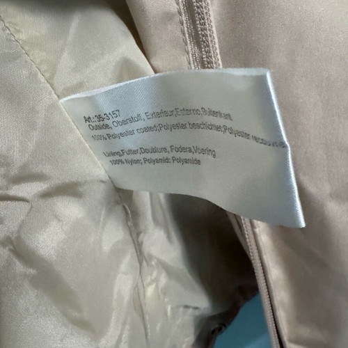 Lightweight waterproof jacket used, beige with hood, size M