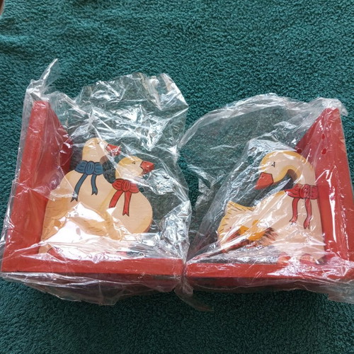 Wooden bookends hand-painted, new