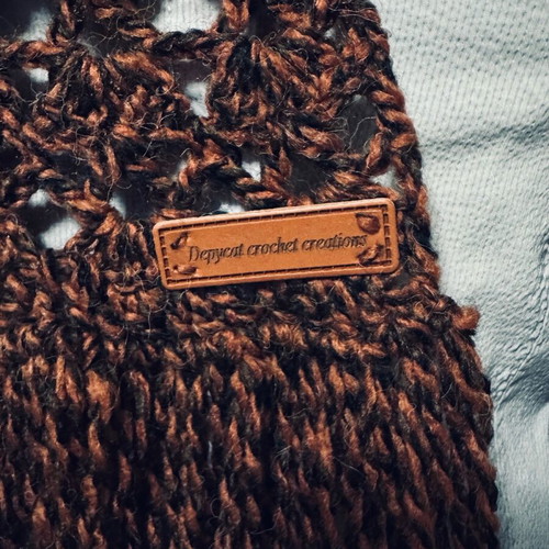 Handmade knitted set scarf, hat and gloves brown