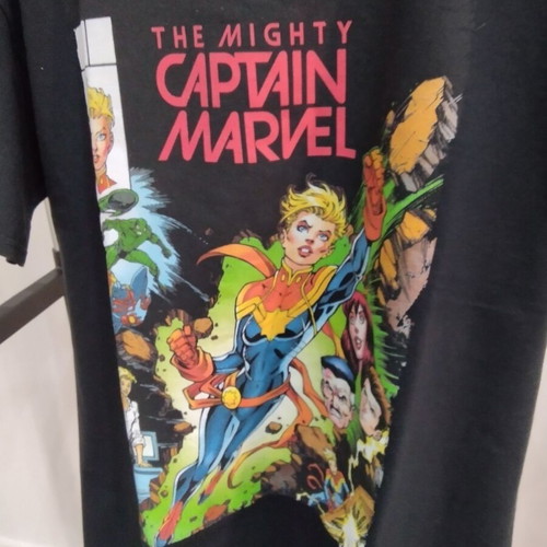 Marvel The Mighty Captain Marvel T-shirt Large new, black cotton