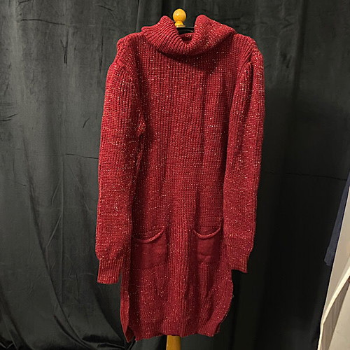 Women's knitted sweater dress burgundy new, one size
