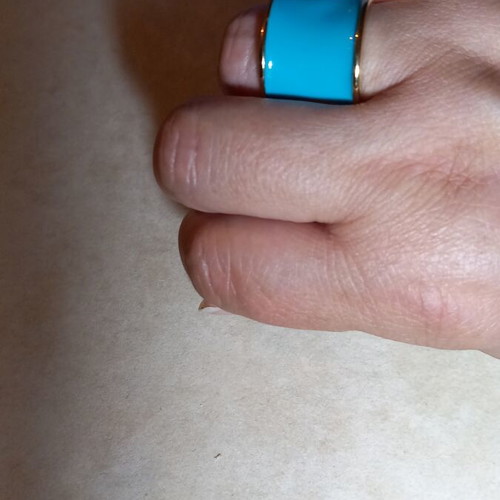 Loisir stainless steel ring with blue enamel, size 58, new