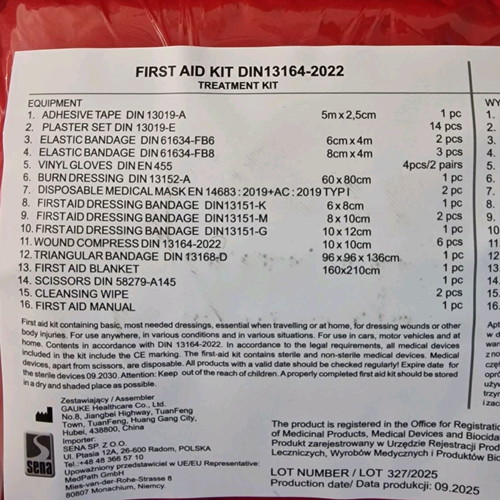 First aid kit DIN 13164-2022 new