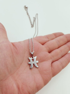 Stainless steel Pisces necklace new, steel pendant