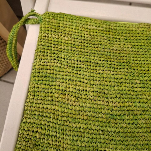 Clutch handmade crochet from natural fibers, new, green