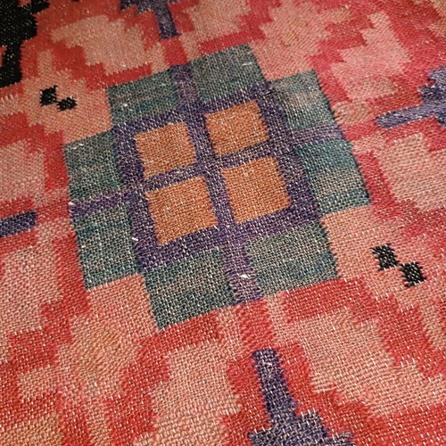 Handmade wool pillowcase from authentic old Turkish Kilim 41x46