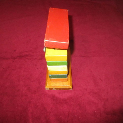 Wooden toy clock coil used 70s