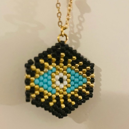 Steel necklace with beads new