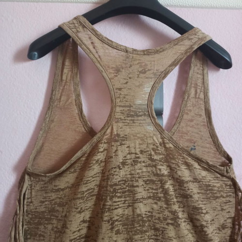 Attrattivo women's brown top small like new with fringes and sporty back