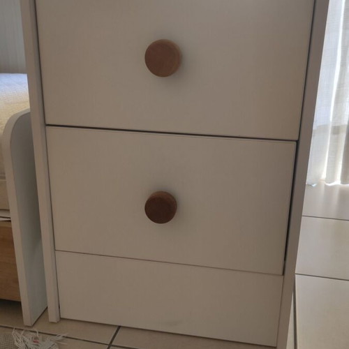Cilek Natura Baby Cot Convertible Bed with Nightstand and Mattress used